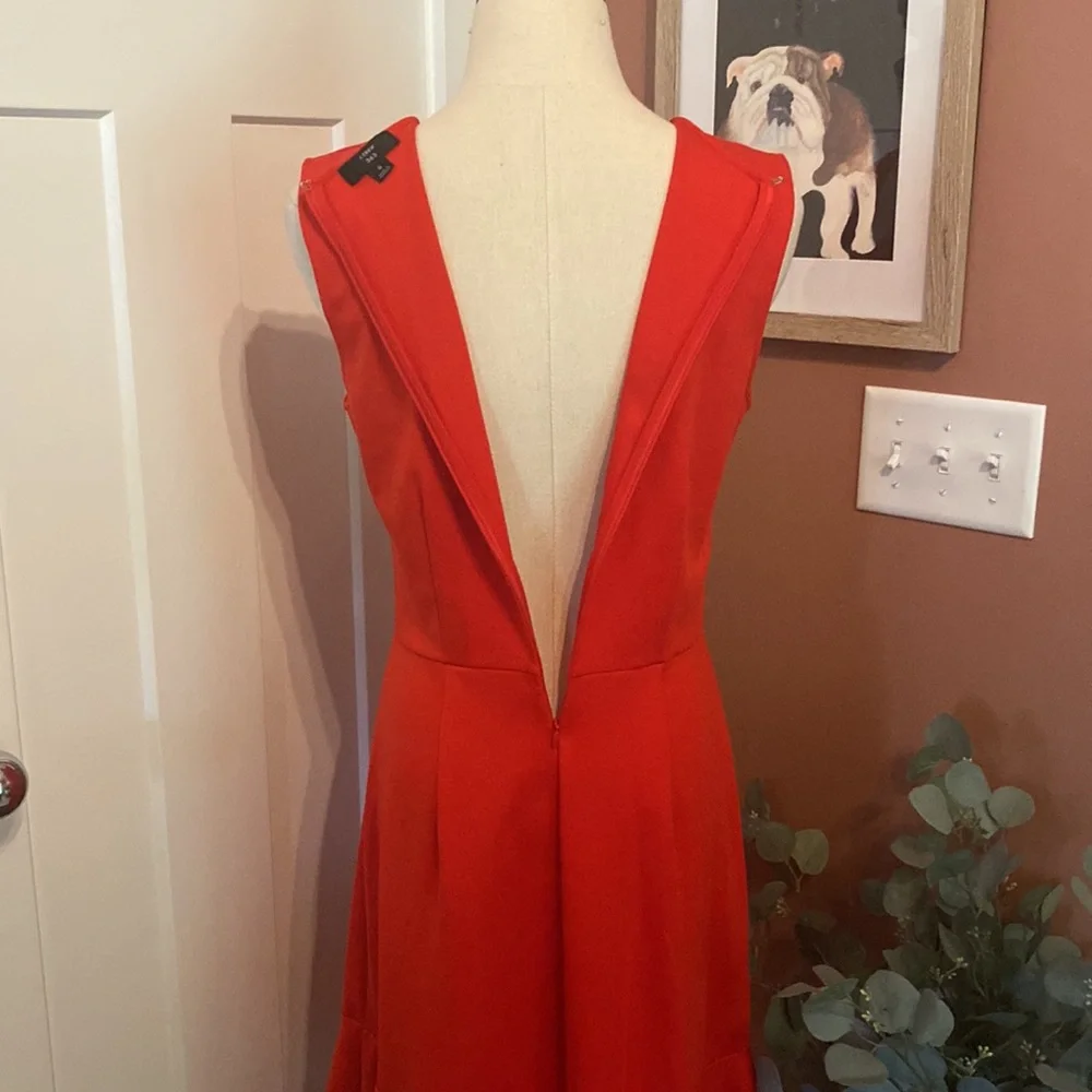 J.Crew 365 Red Stretch Ponte sheath v-neck 8 flare hem sleeveless zipper dress - Picture 9 of 16